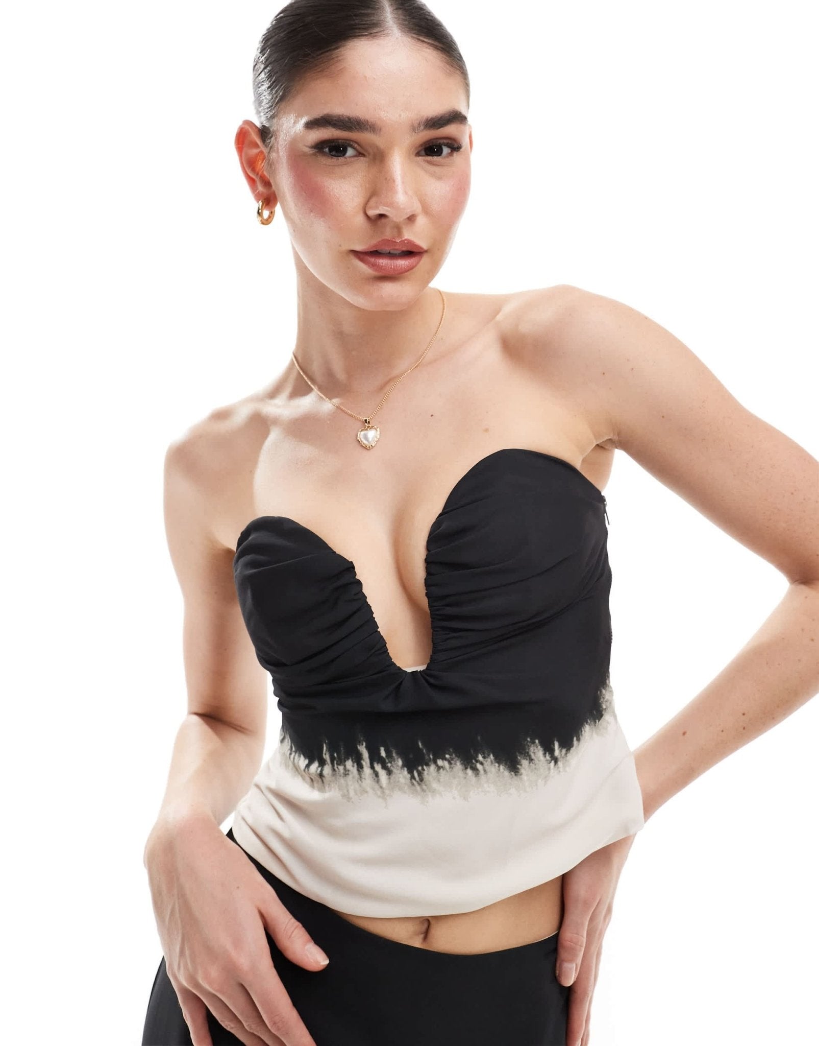 ASOS DESIGN ruched corset co - ord top in ombre print - ASOS Sample Sale EU Store