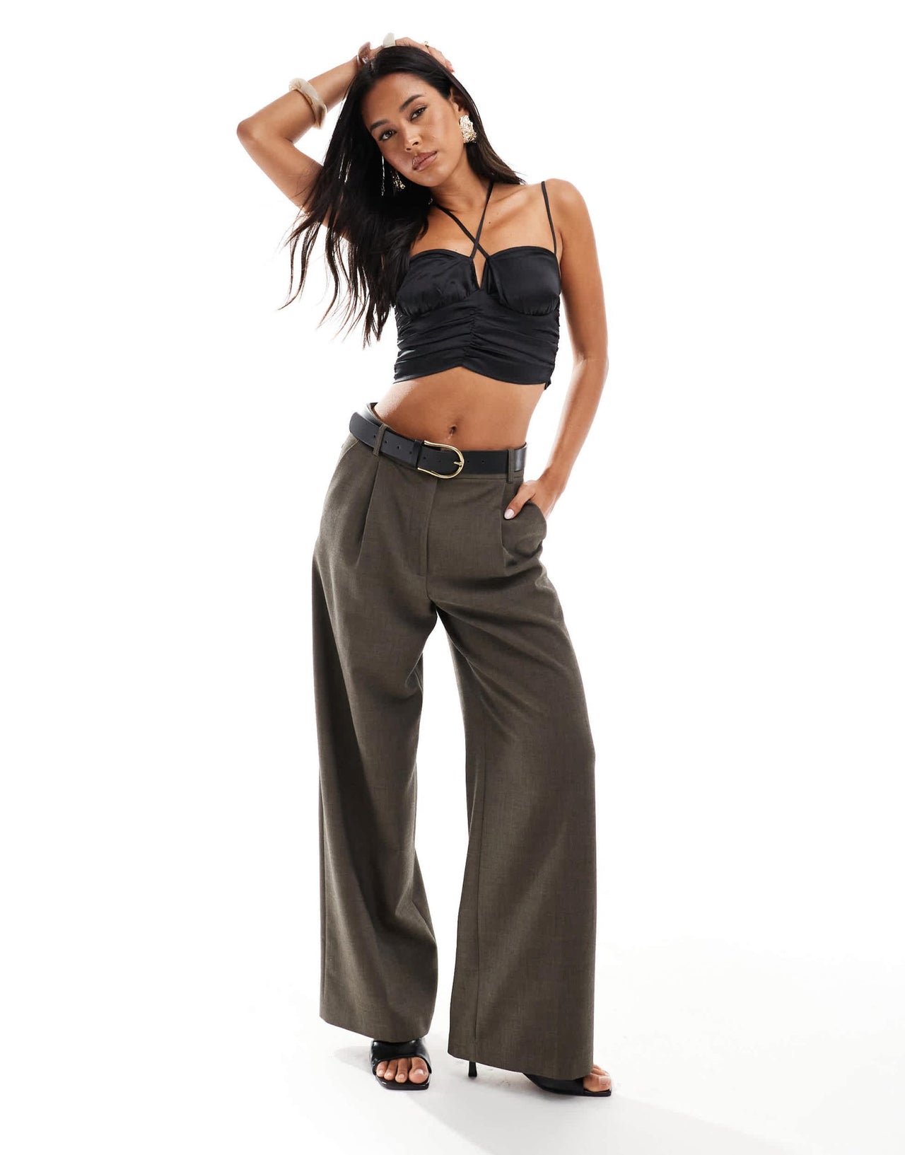 ASOS DESIGN ruched front satin cami in black - ASOS Sample Sale EU Store