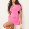 ASOS DESIGN ruched shoulder drop waist mini in pink