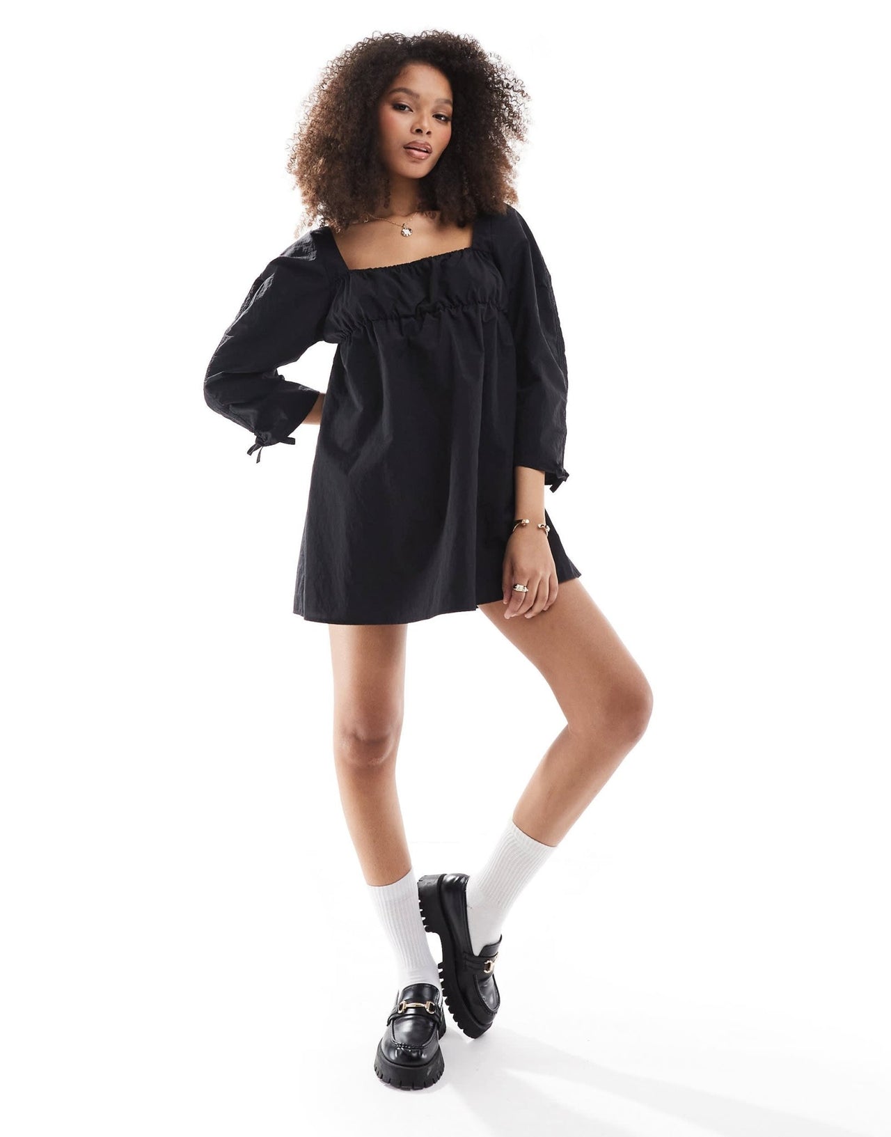 ASOS DESIGN ruched sleeve mini dress in black - ASOS Sample Sale EU Store