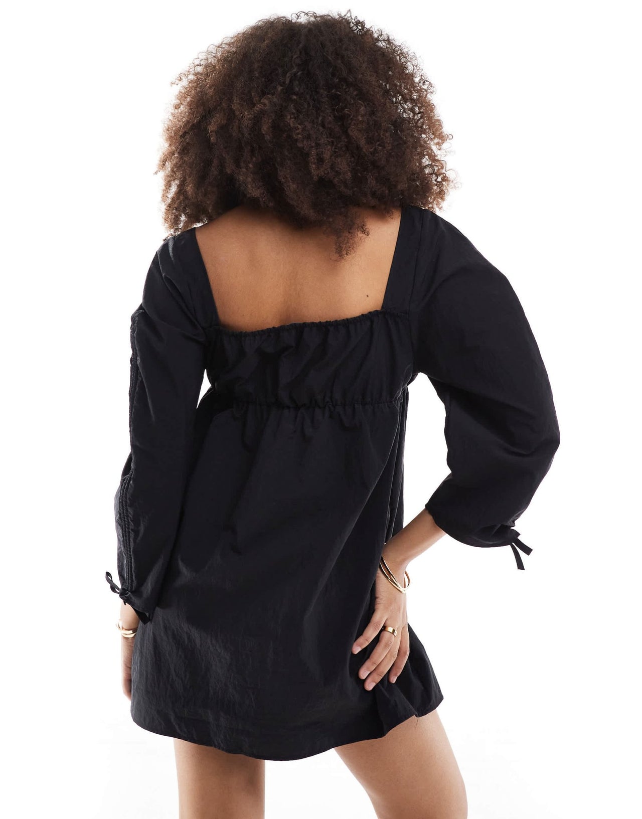 ASOS DESIGN ruched sleeve mini dress in black - ASOS Sample Sale EU Store
