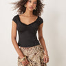 ASOS DESIGN ruffle edge cap sleeve top in black