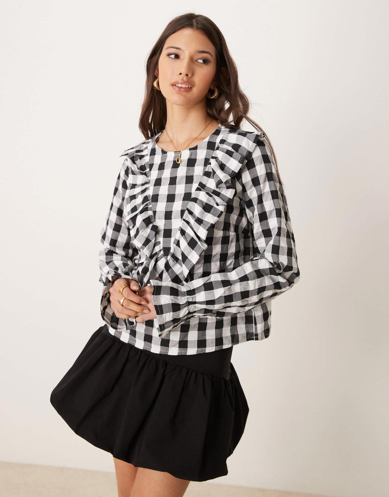 ASOS DESIGN ruffle front gingham top - ASOS Sample Sale EU Store