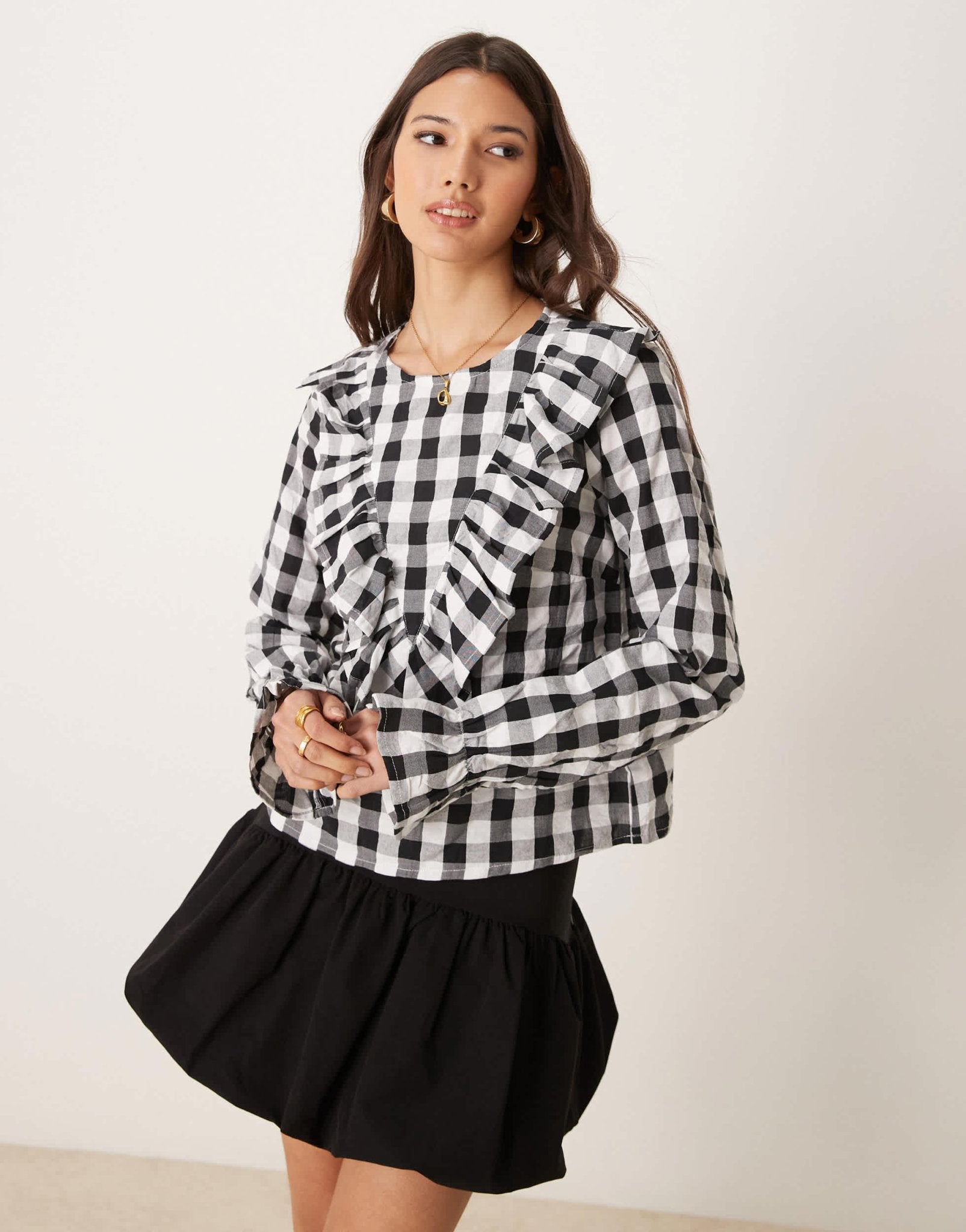 ASOS DESIGN ruffle front gingham top - ASOS Sample Sale EU Store