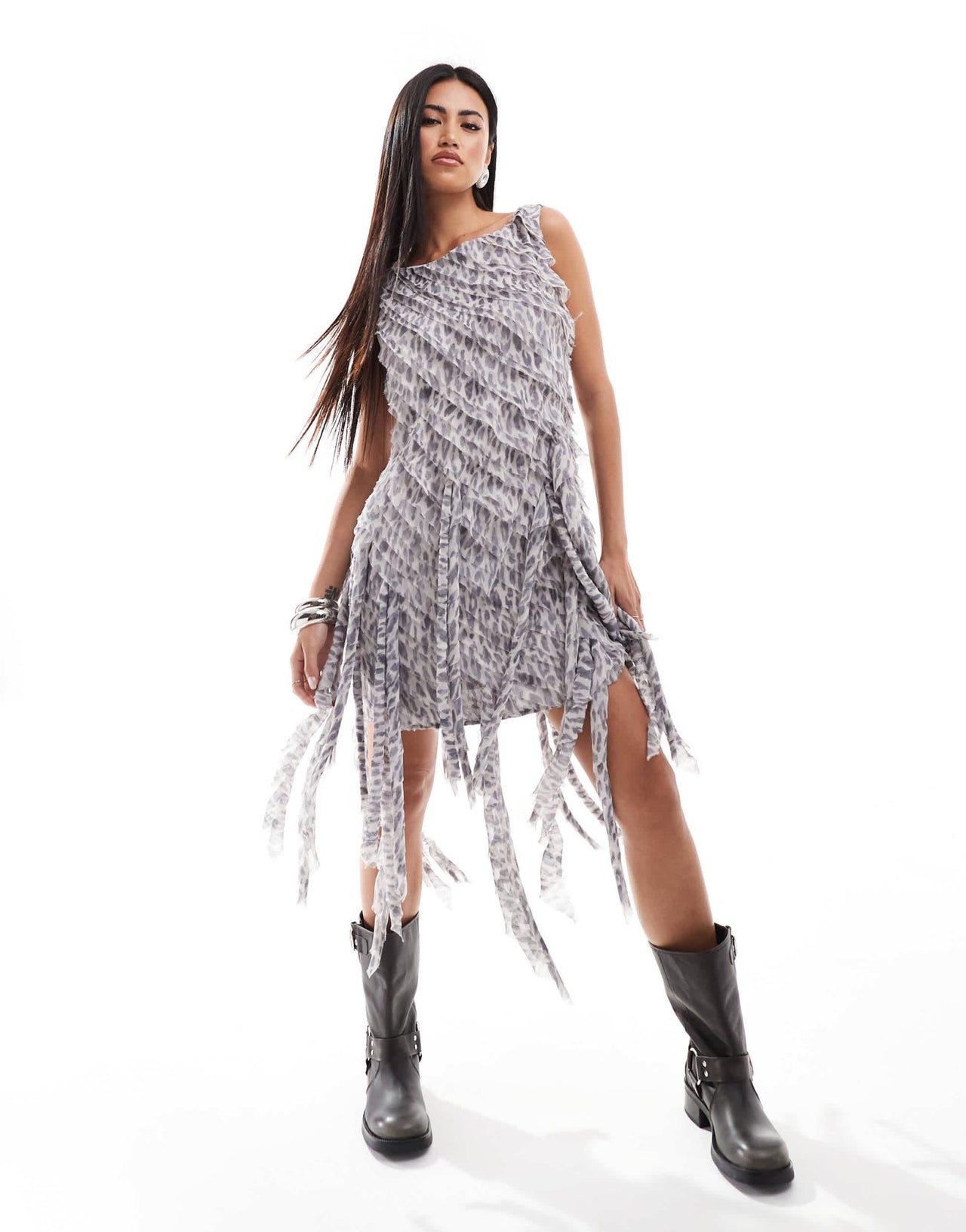 ASOS DESIGN ruffle hem mini dress in leopard print - ASOS Sample Sale EU Store