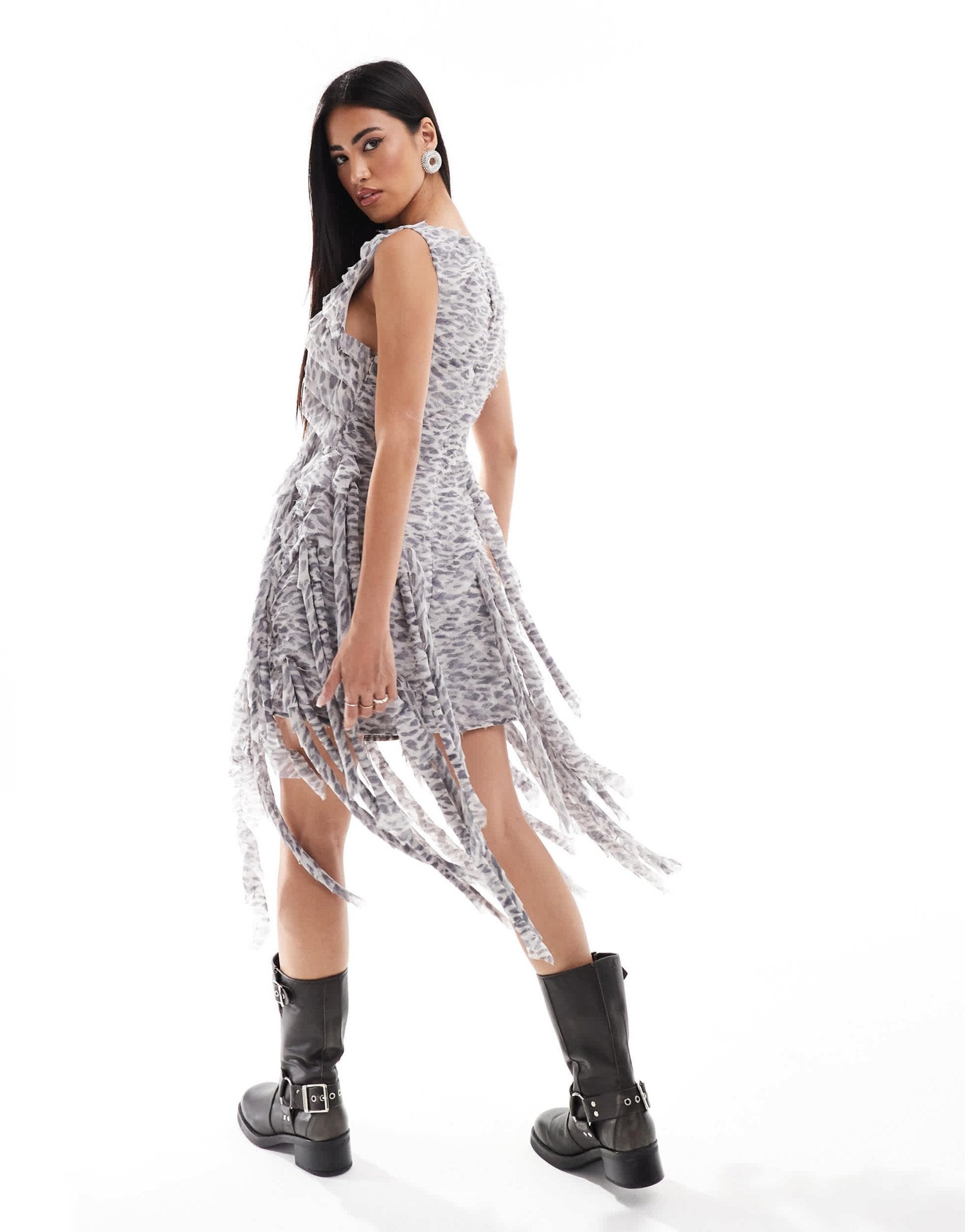 ASOS DESIGN ruffle hem mini dress in leopard print - ASOS Sample Sale EU Store