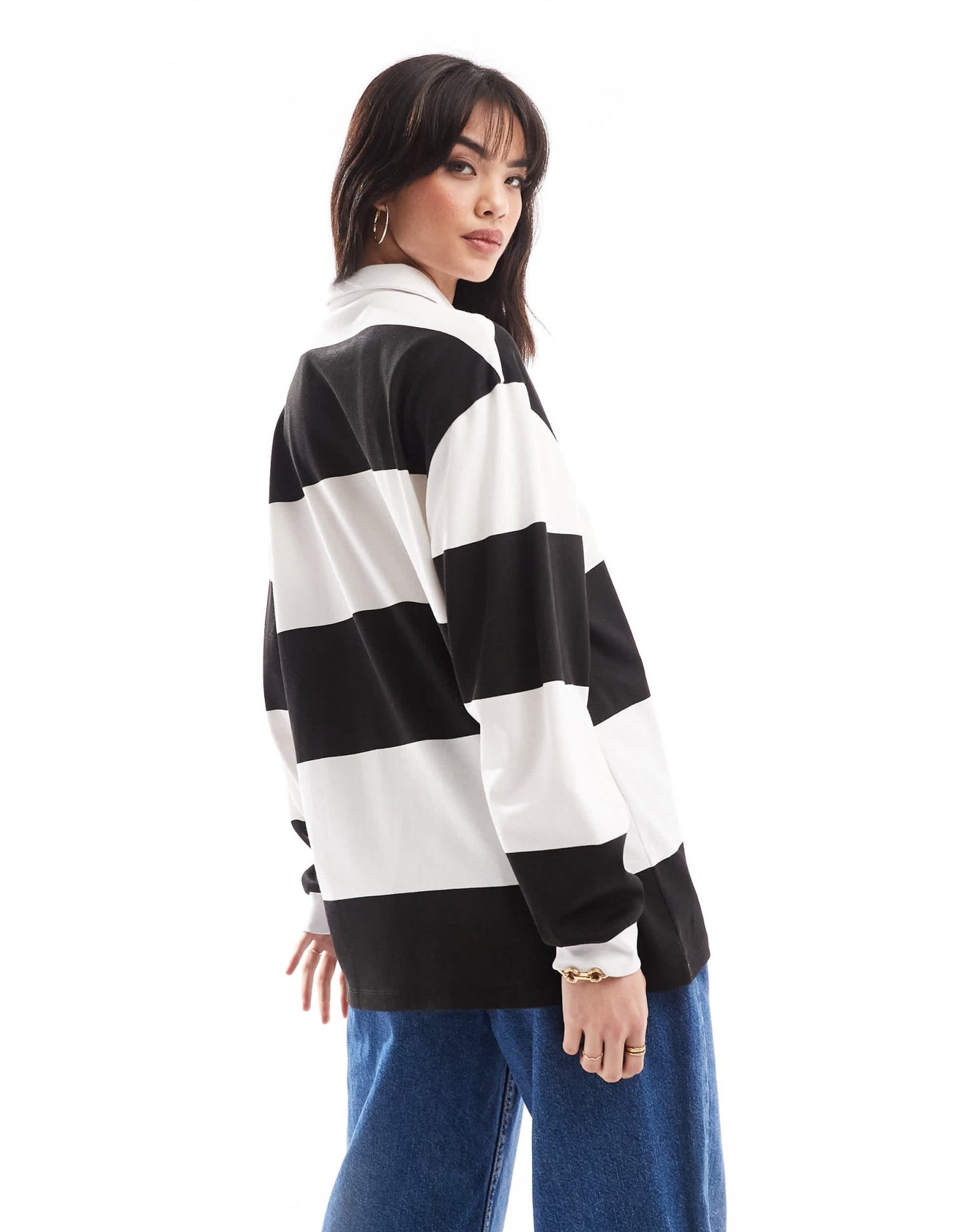 ASOS DESIGN rugby shirt with embroidered italia graphic in mono stripe - ASOS Sample Sale EU Store