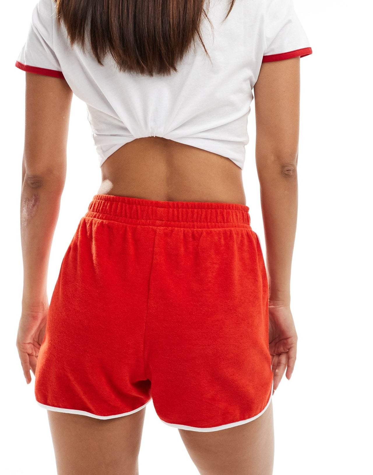 ASOS DESIGN runner short in towelling with contrast binding in red - ASOS Sample Sale EU Store