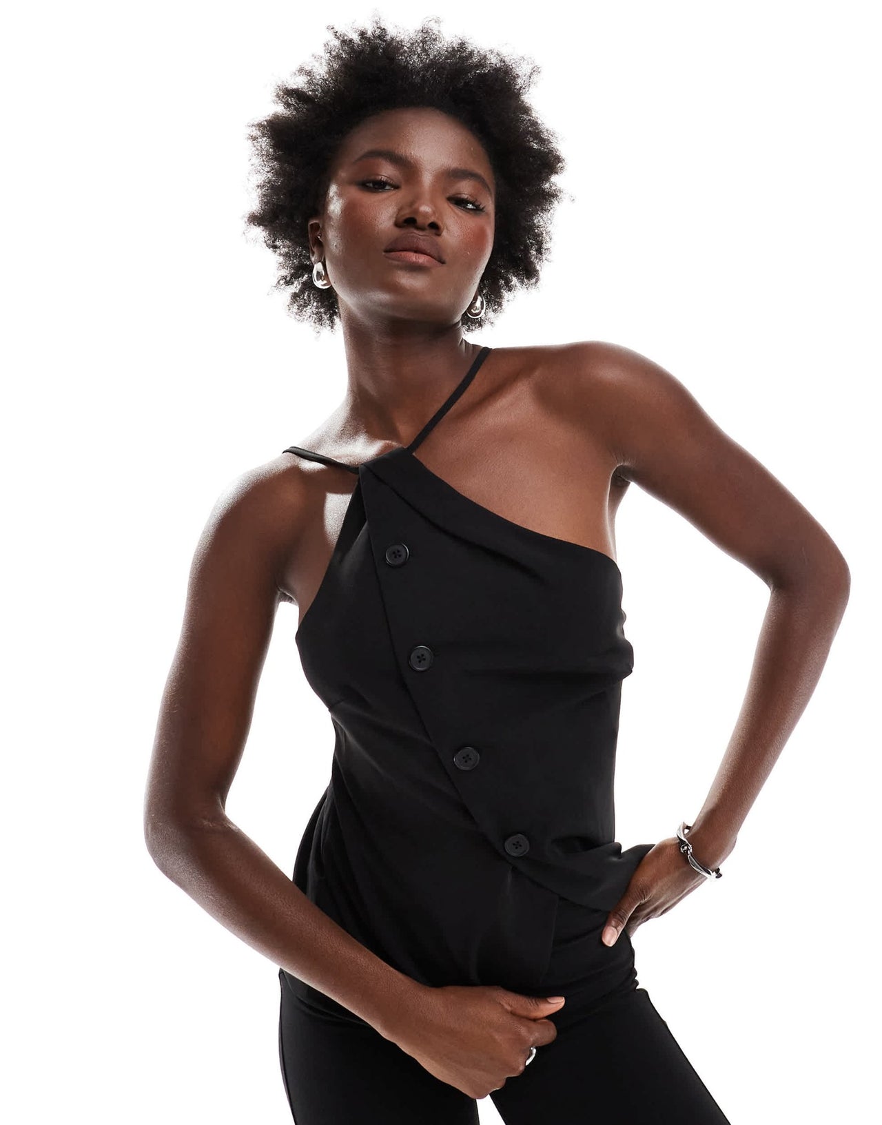 ASOS DESIGN satin asymmetric waistcoat in black - ASOS Sample Sale EU Store