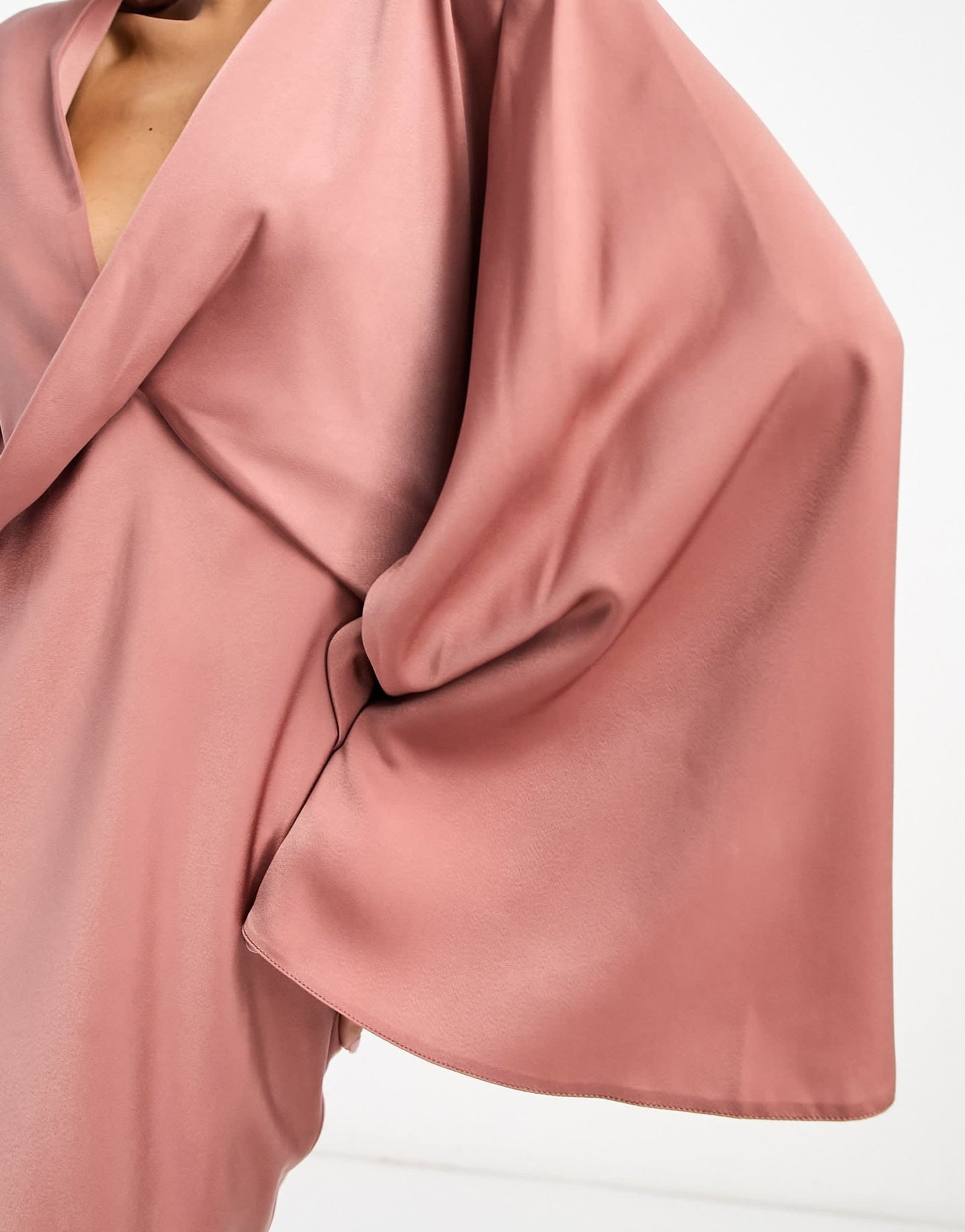 ASOS DESIGN satin batwing midi dress with drape bodice detail in toffee - ASOS Sample Sale EU Store