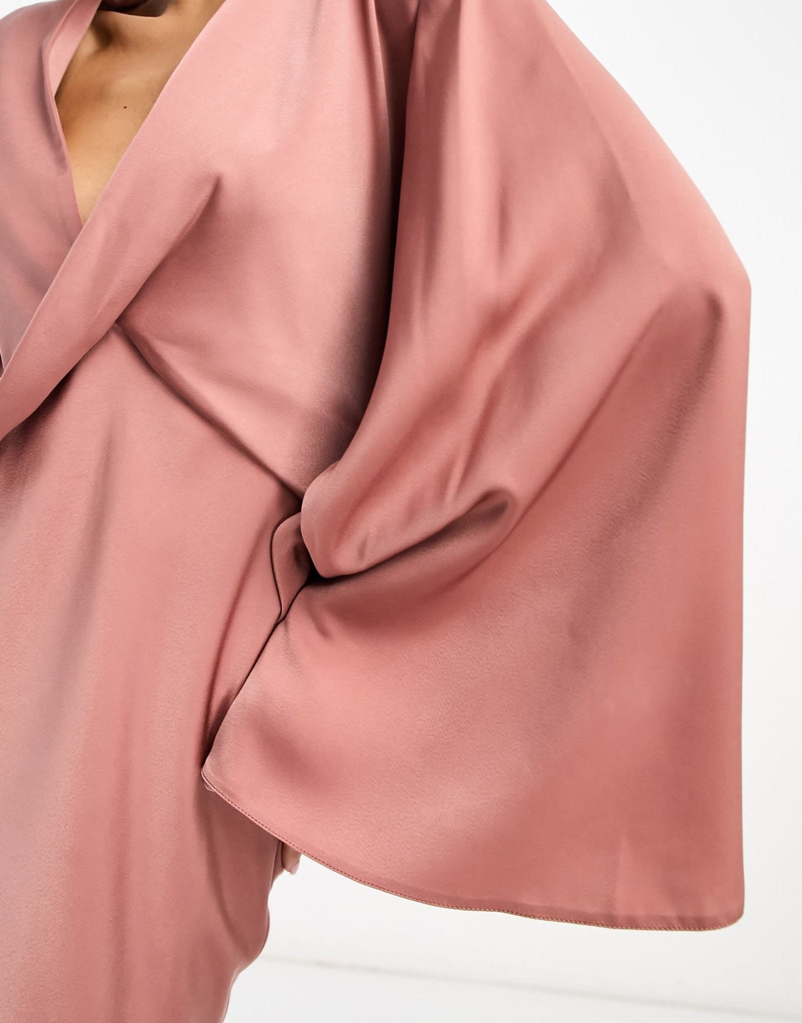 ASOS DESIGN satin batwing midi dress with drape bodice detail in toffee - ASOS Sample Sale EU Store