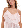 ASOS DESIGN satin chiffon mix ruffle cami top in pink