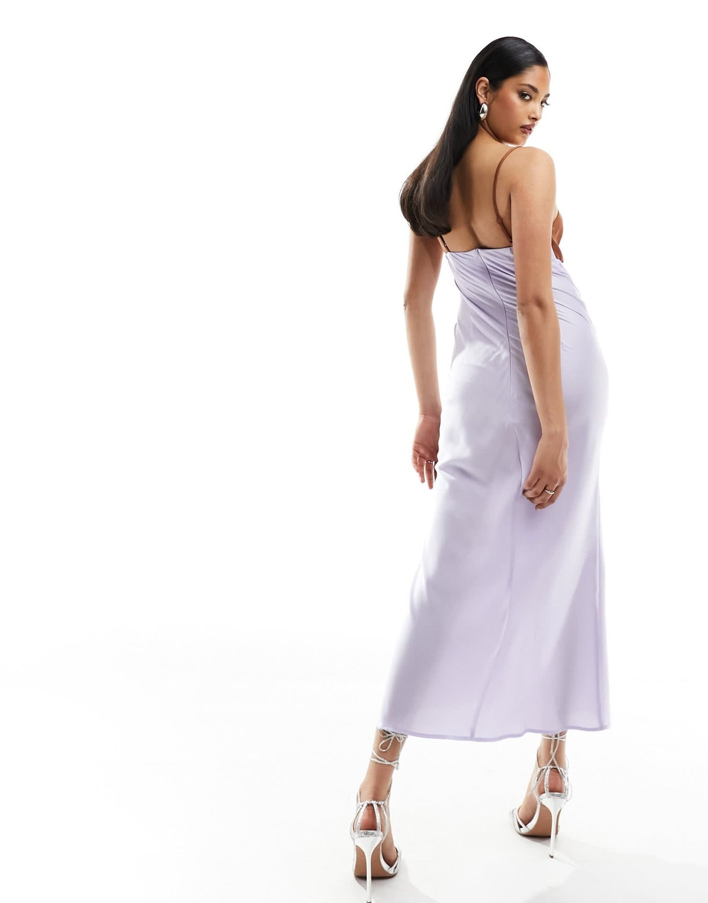 ASOS DESIGN satin colourblock midi dress with cut out in lilac with chocolate bodice - ASOS Sample Sale EU Store