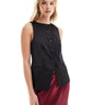 ASOS DESIGN satin high neck waistcoat in black