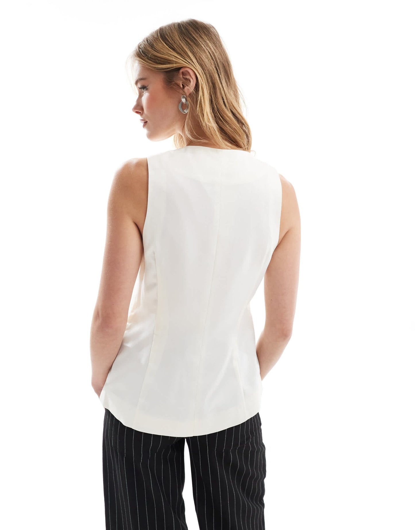 ASOS DESIGN satin high neck waistcoat in ivory - ASOS Sample Sale EU Store