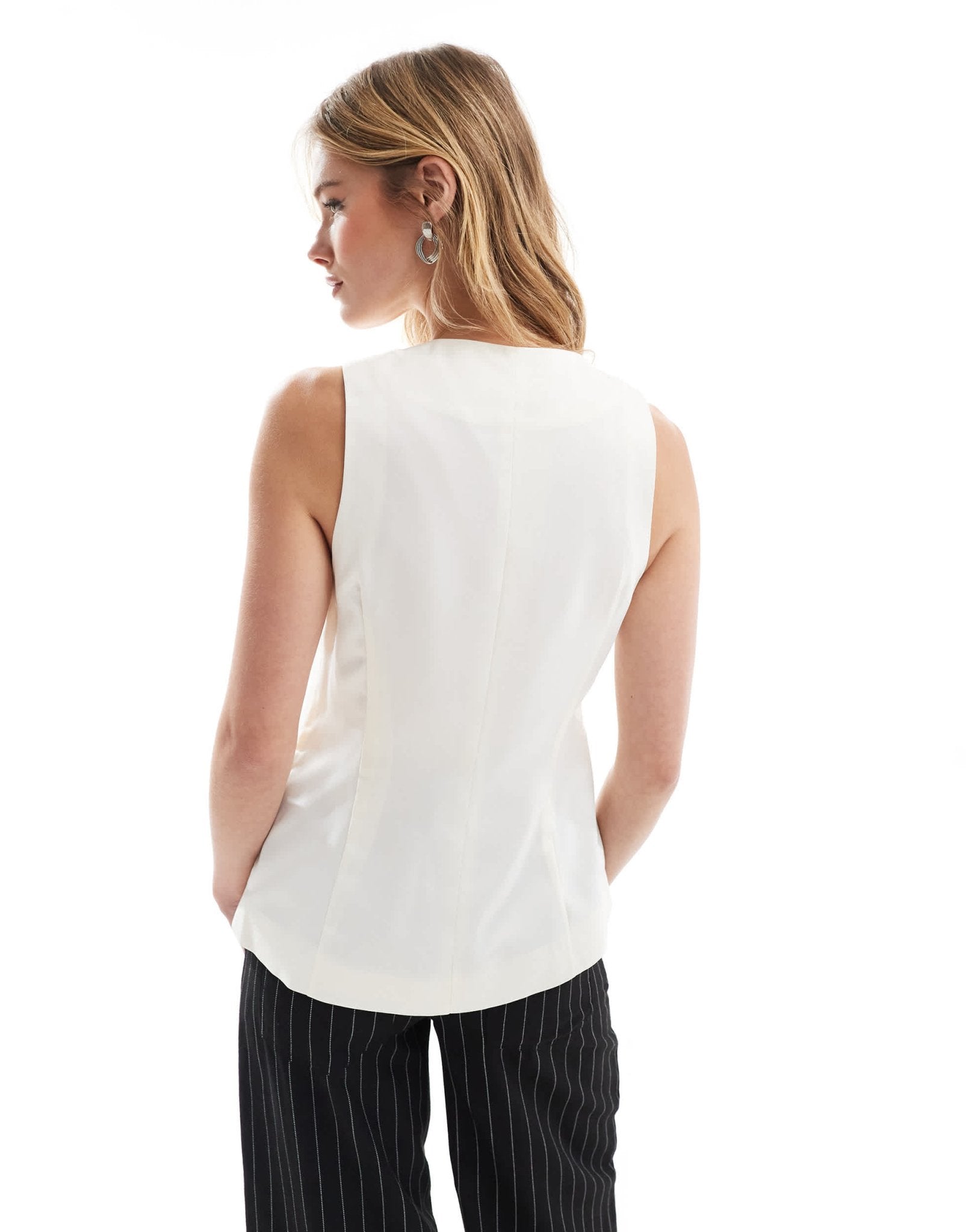 ASOS DESIGN satin high neck waistcoat in ivory - ASOS Sample Sale EU Store
