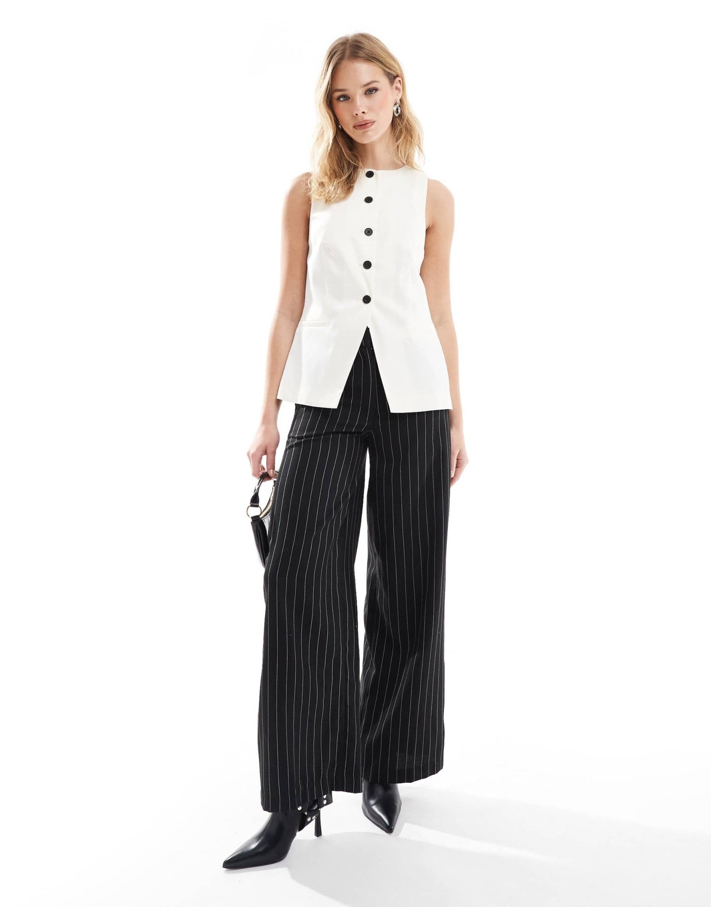ASOS DESIGN satin high neck waistcoat in ivory - ASOS Sample Sale EU Store