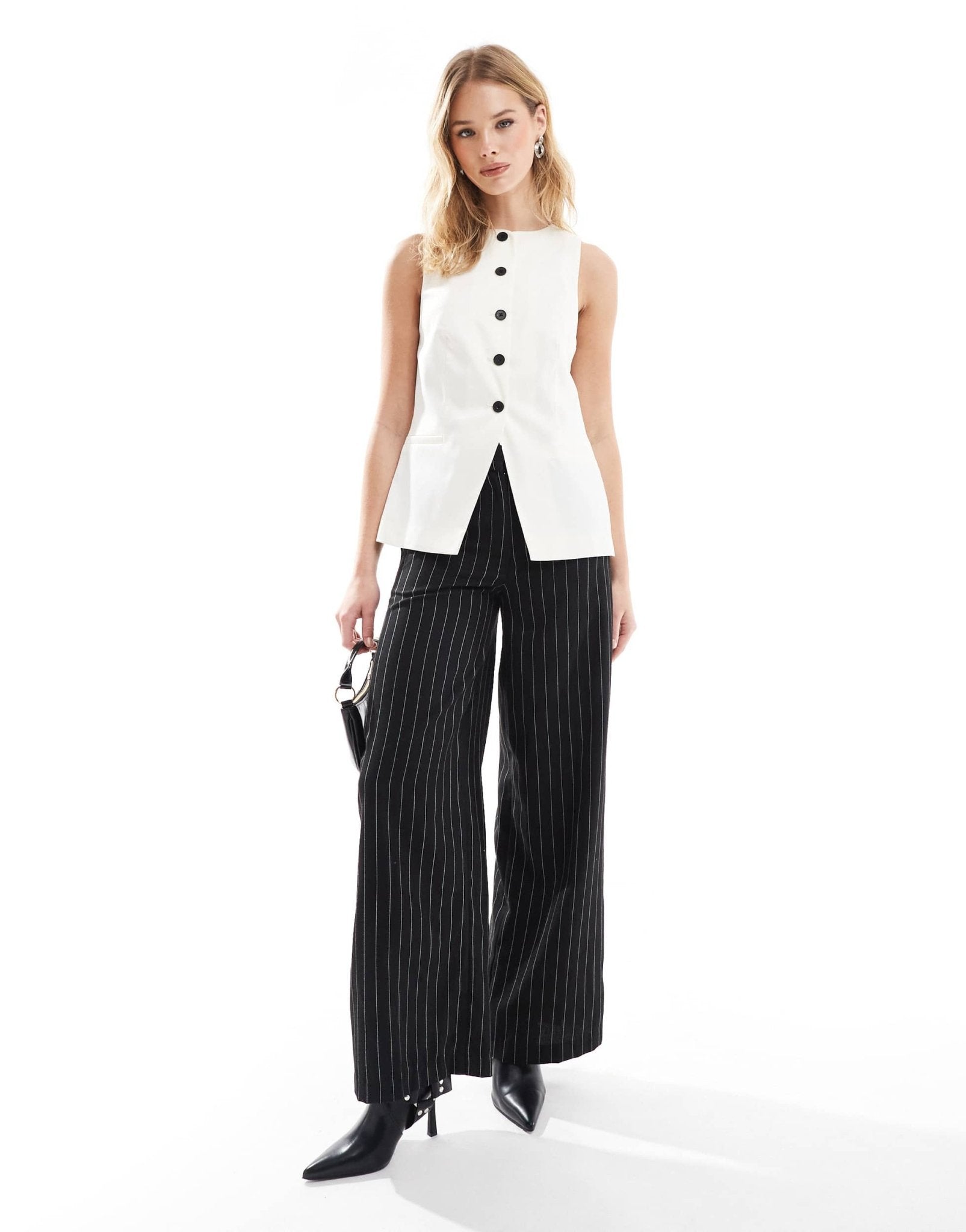 ASOS DESIGN satin high neck waistcoat in ivory - ASOS Sample Sale EU Store