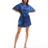 ASOS DESIGN satin oversized mini tshirt dress in denim blue