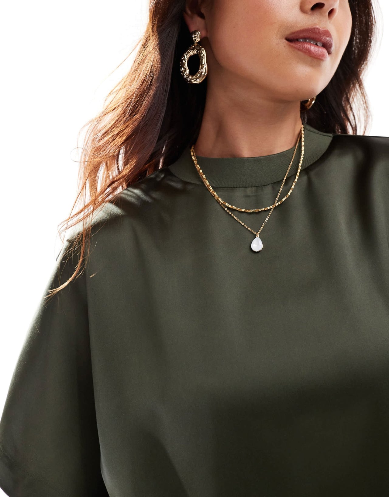 ASOS DESIGN satin oversized mini tshirt dress in khaki - ASOS Sample Sale EU Store