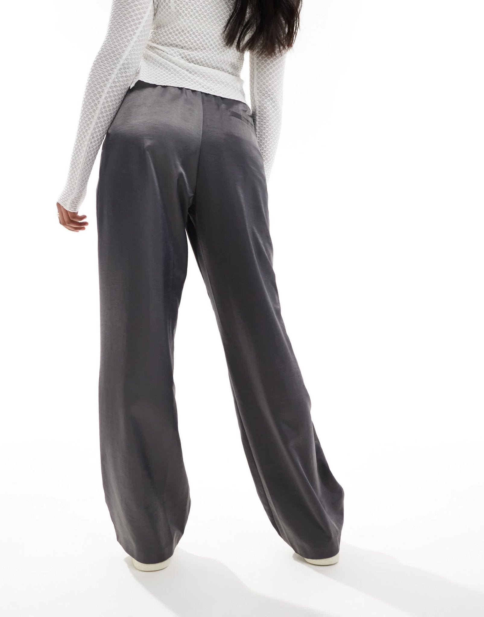 ASOS DESIGN satin pull on relaxed trouser in grey shimmer - ASOS Sample Sale EU Store
