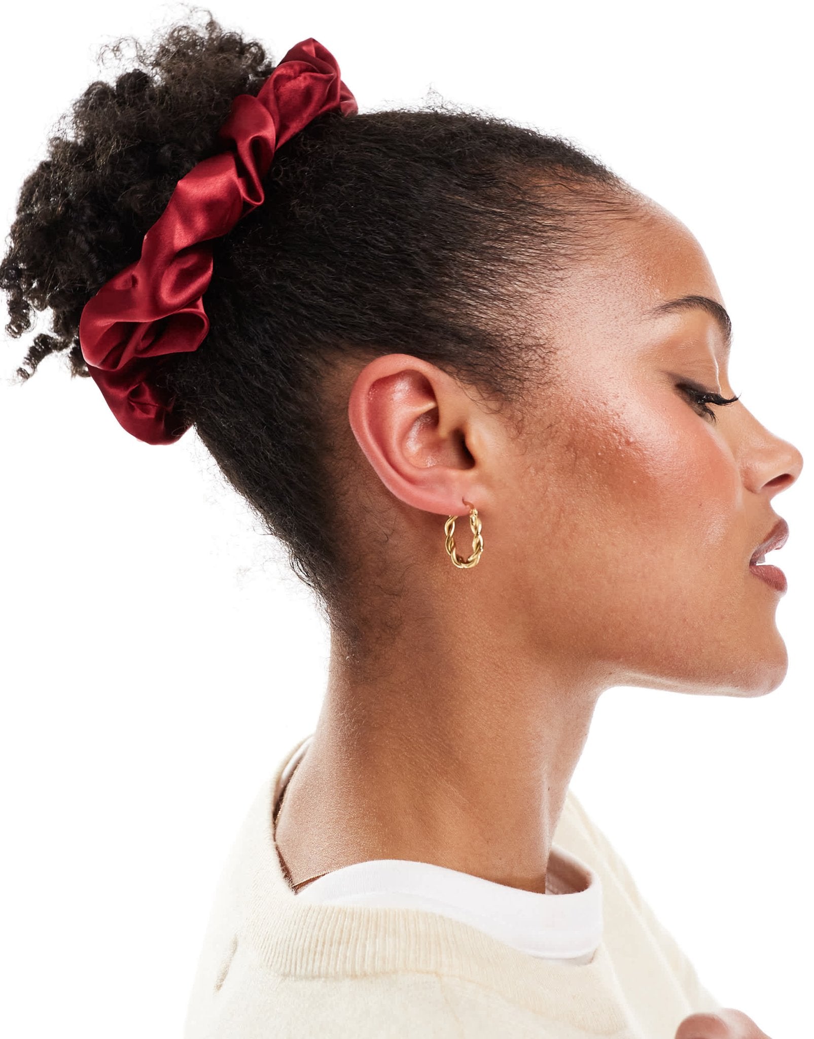 ASOS DESIGN satin scrunchie in burgundy - ASOS Sample Sale EU Store