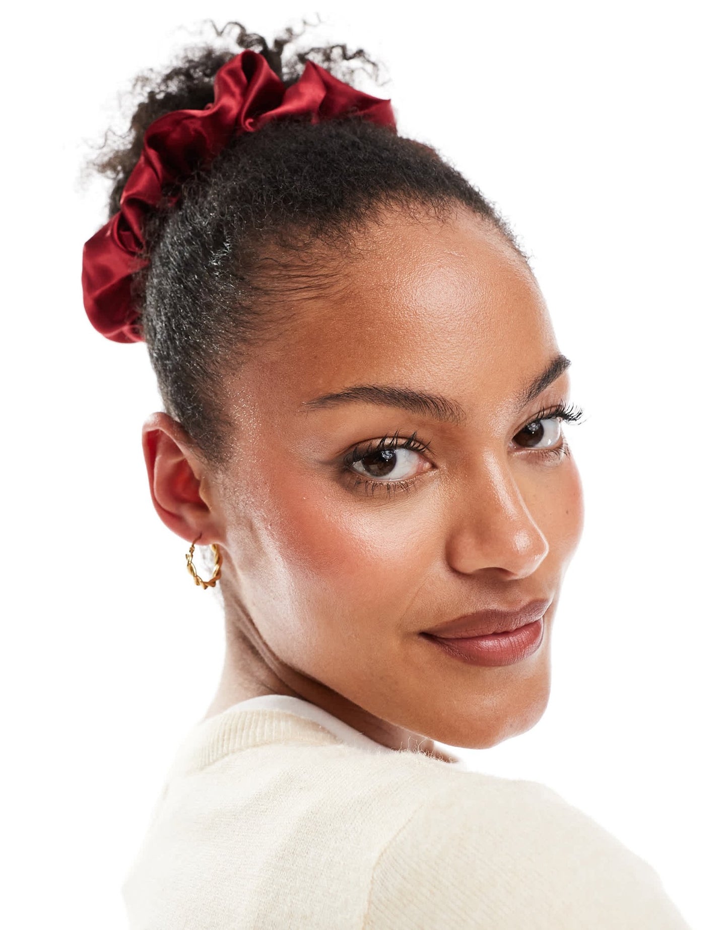 ASOS DESIGN satin scrunchie in burgundy - ASOS Sample Sale EU Store