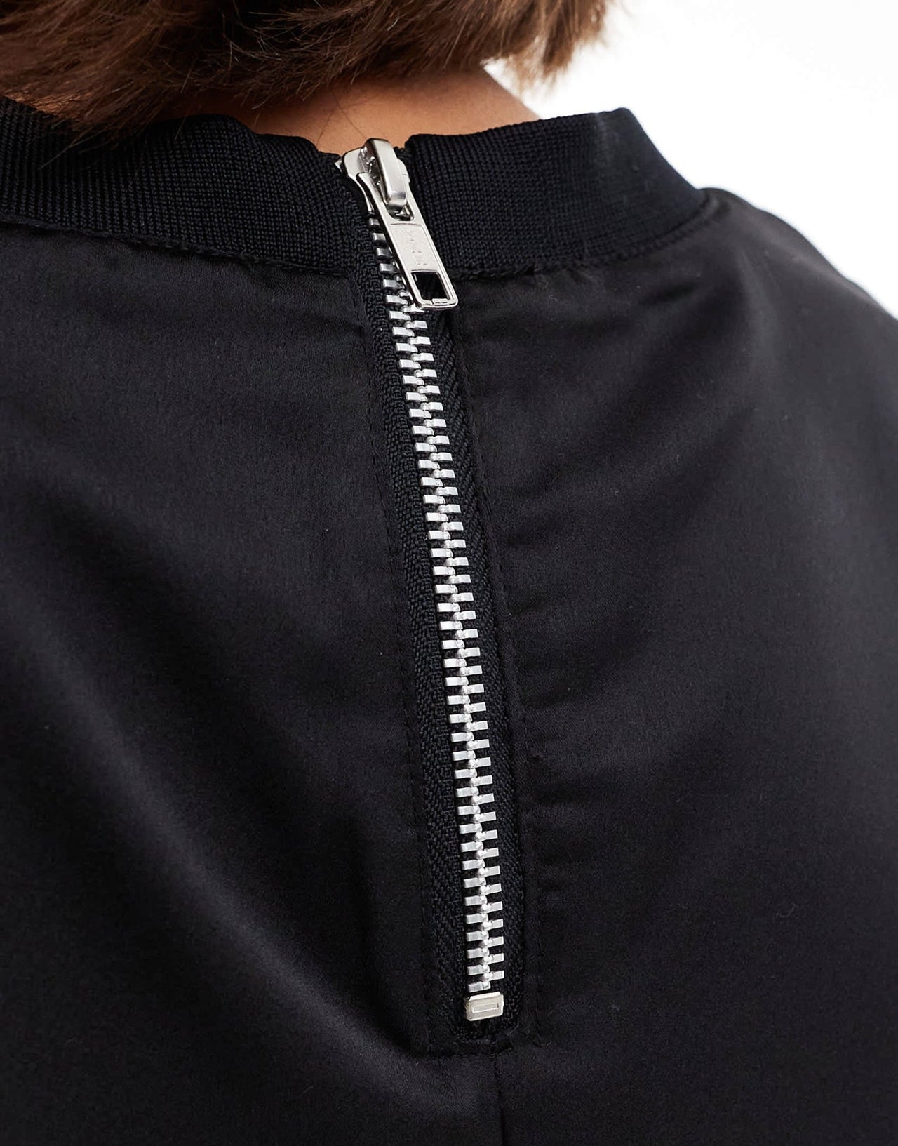 ASOS DESIGN satin t shirt with ribbed neckline in black - ASOS Sample Sale EU Store