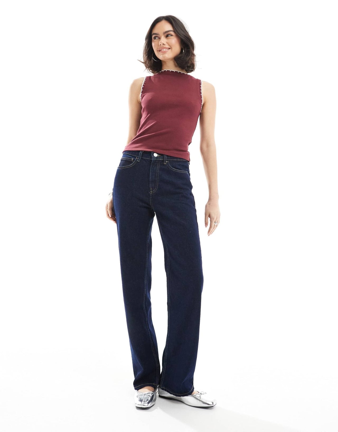ASOS DESIGN scallop edge detail tank in plum - ASOS Sample Sale EU Store