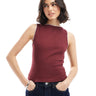 Camiseta sin mangas con detalle de borde en forma de concha ASOS DESIGN en ciruela