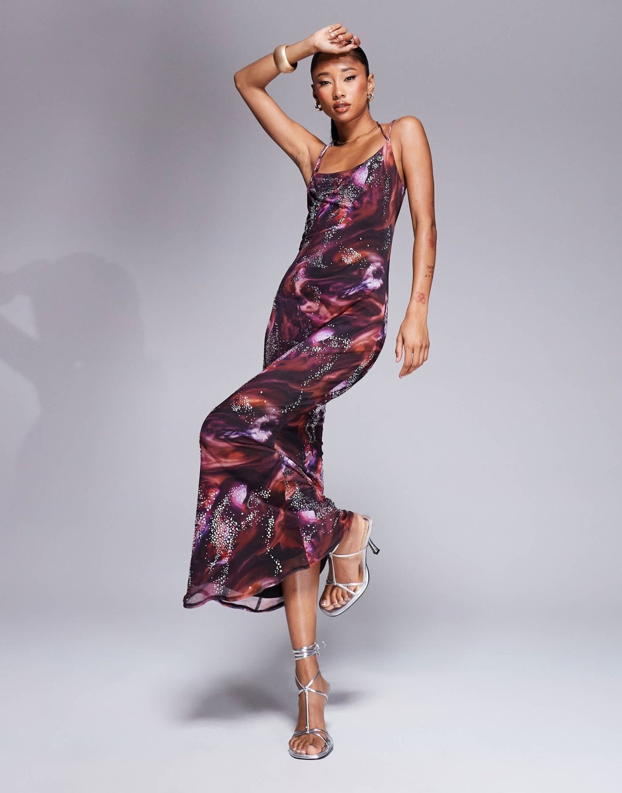 ASOS DESIGN scattered hotfix cami maxi dress with in dark abstract print - ASOS Sample Sale EU Store