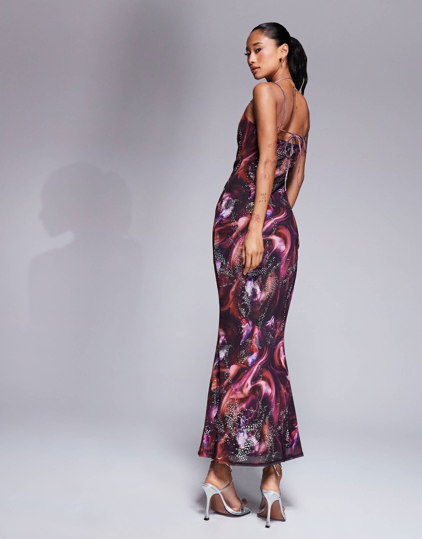 ASOS DESIGN scattered hotfix cami maxi dress with in dark abstract print - ASOS Sample Sale EU Store