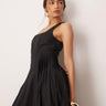 ASOS DESIGN scoop neck pleat waist midaxi dress in black