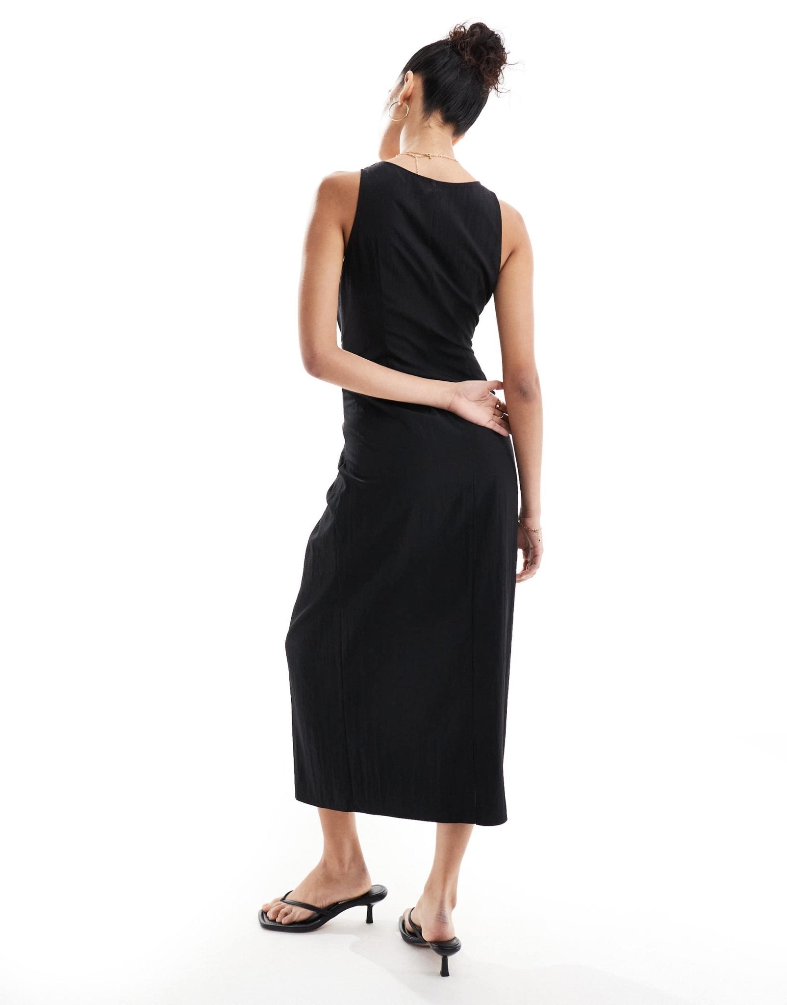 ASOS DESIGN scoop neck tie front midi dress in black - ASOS Sample Sale EU Store