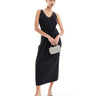 ASOS DESIGN scoop neck tie front midi dress in black