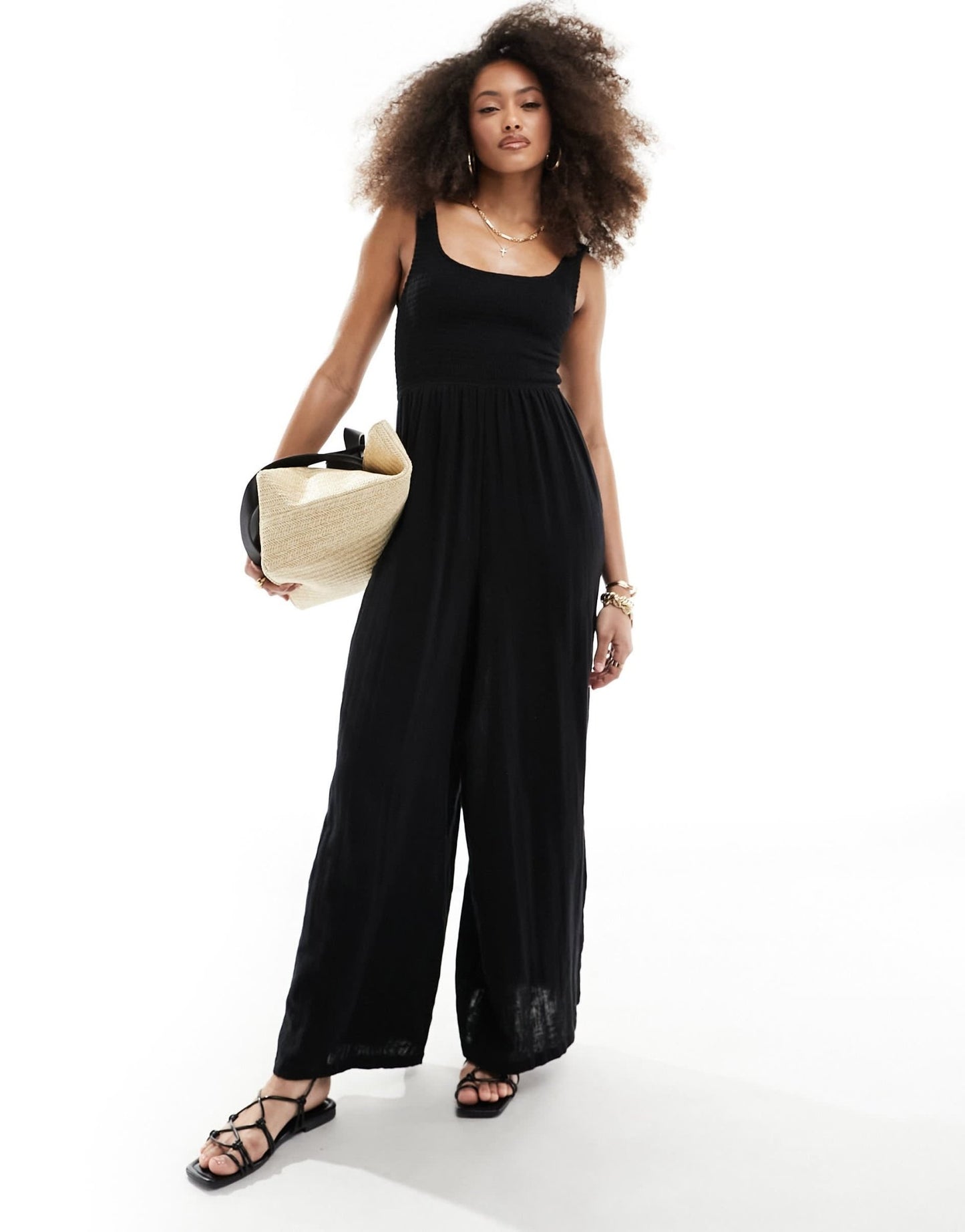 ASOS DESIGN scoop neck wide leg jumpsuit in black - ASOS Sample Sale EU Store