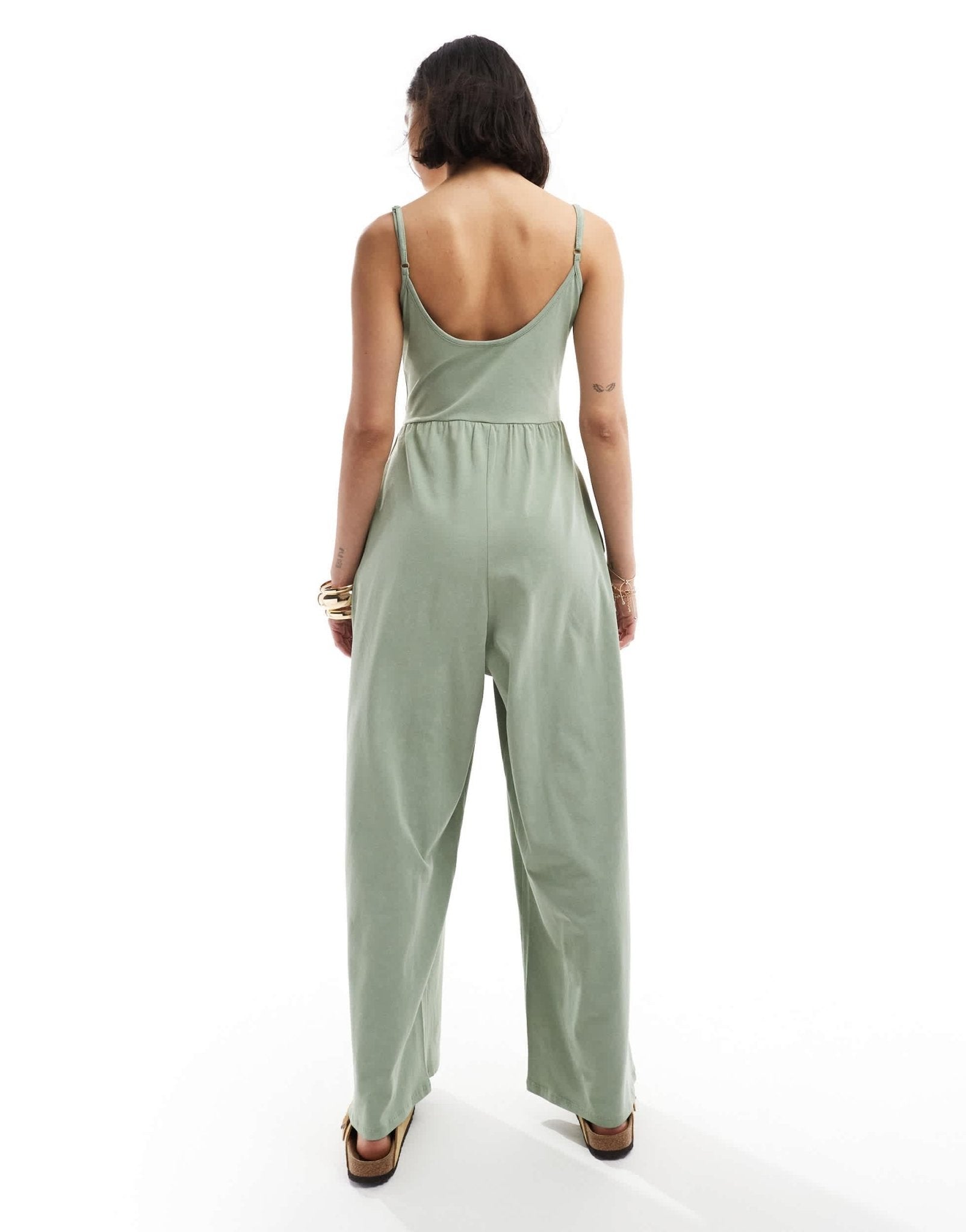 ASOS DESIGN scoop strappy washed jersey wide leg jumpsuit - ASOS Sample Sale EU Store