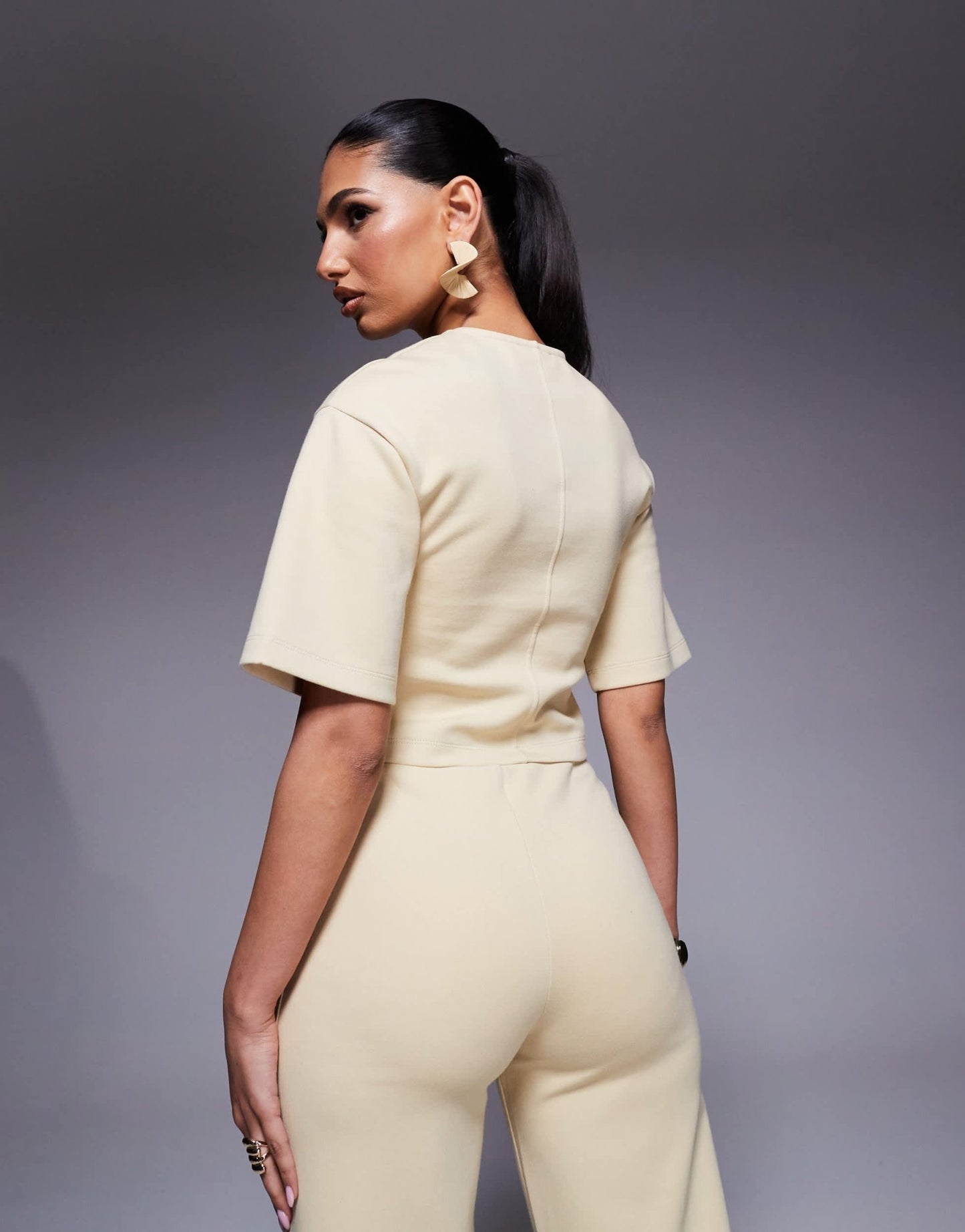 ASOS DESIGN sculpted interlock tee with half sleeve in lemon - ASOS Sample Sale EU Store