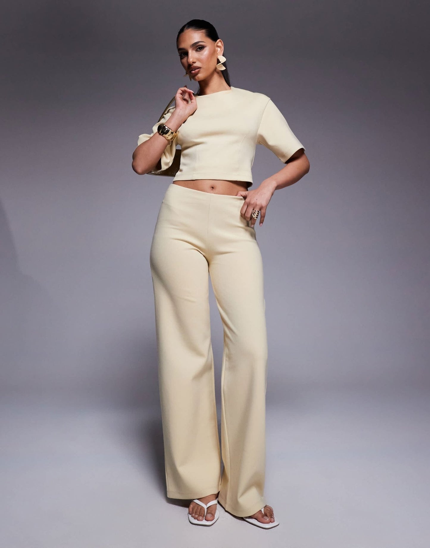 ASOS DESIGN sculpted interlock tee with half sleeve in lemon - ASOS Sample Sale EU Store