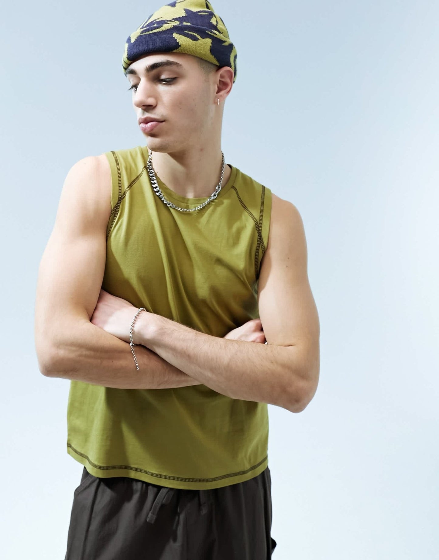ASOS DESIGN seam detail tank in khaki - ASOS Sample Sale EU Store