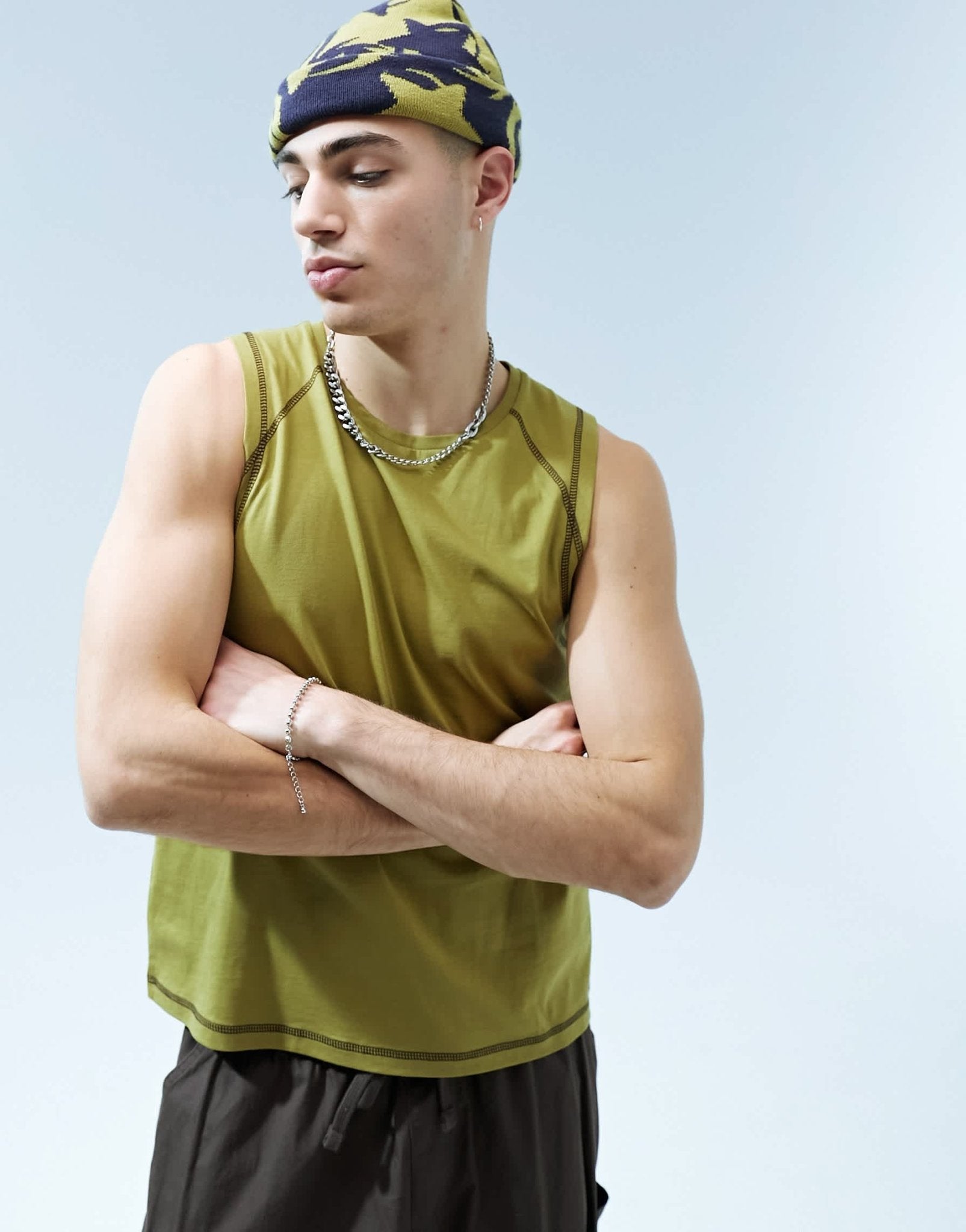 ASOS DESIGN seam detail tank in khaki - ASOS Sample Sale EU Store