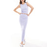ASOS DESIGN jupe midi sculptante broderie coordonné lilas sans coutures
