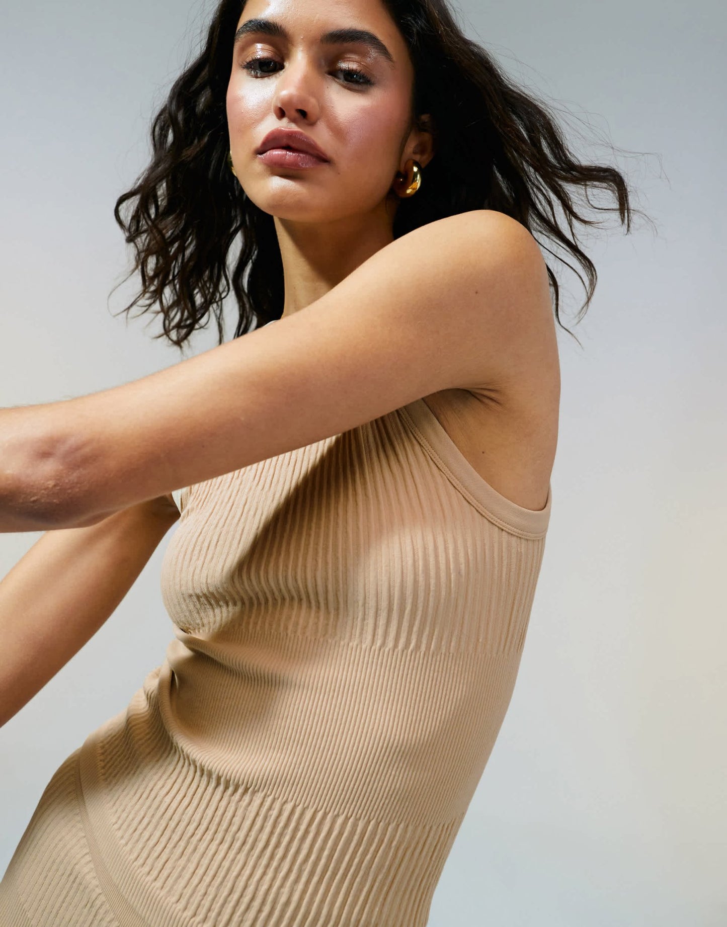 ASOS DESIGN seamless sculpting mixed rib vest top co - ord in pebble - ASOS Sample Sale EU Store