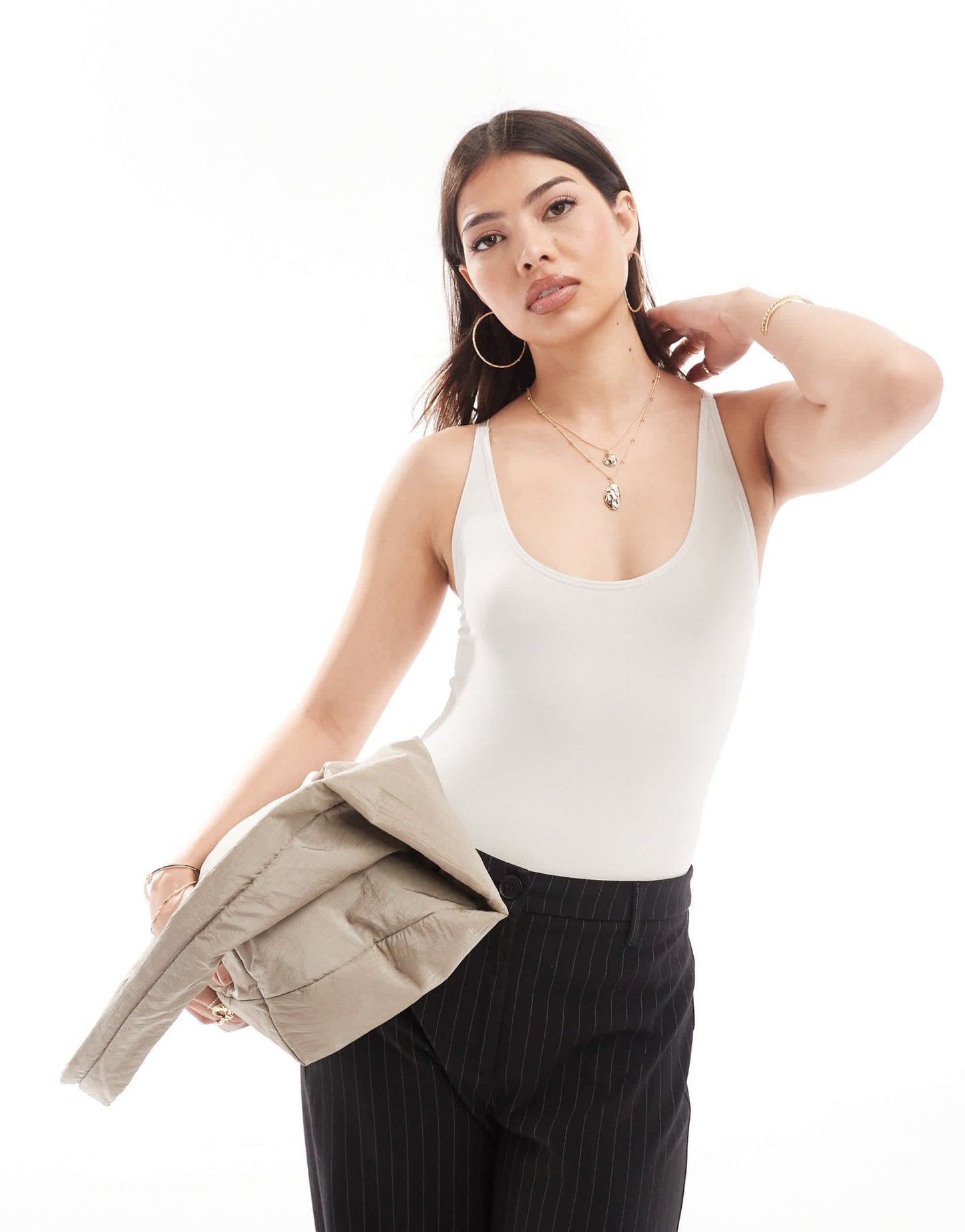 ASOS DESIGN seamless sculpting wide scoop minimal bodysuit in mocha - ASOS Sample Sale EU Store