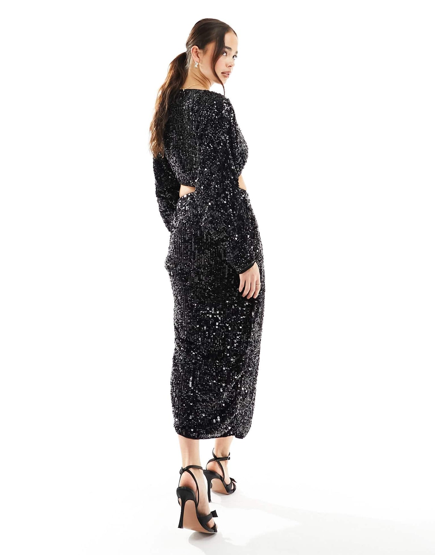 ASOS DESIGN sequin midi skirt with split detail co - ord in black - ASOS Sample Sale EU Store