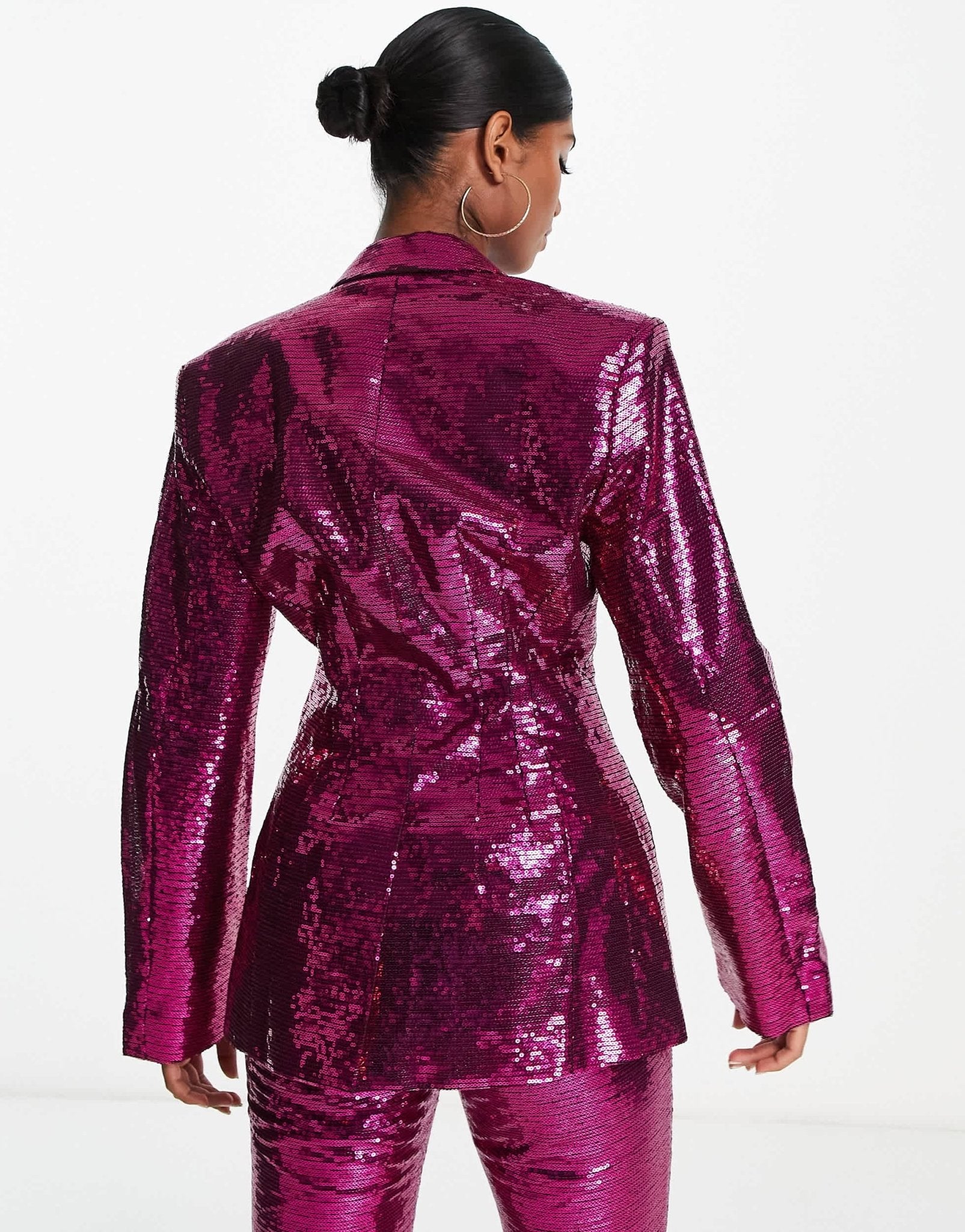 ASOS DESIGN sequin nipped waist suit blazer in pink - ASOS Sample Sale EU Store
