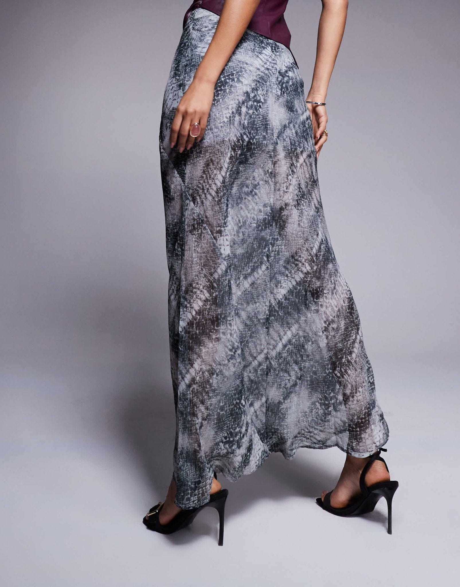 ASOS DESIGN sheer maxi skirt in snake print - ASOS Sample Sale EU Store