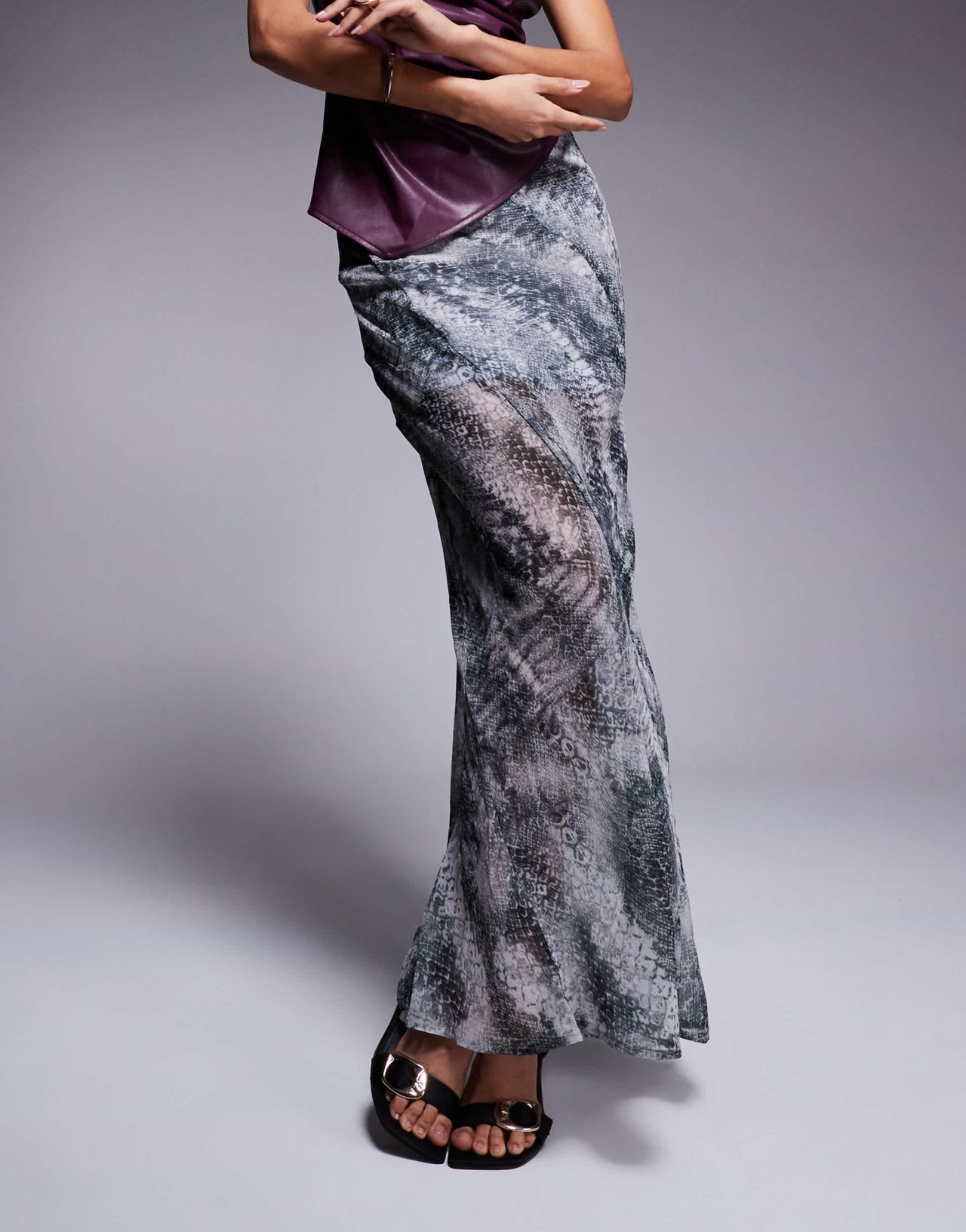 ASOS DESIGN sheer maxi skirt in snake print - ASOS Sample Sale EU Store