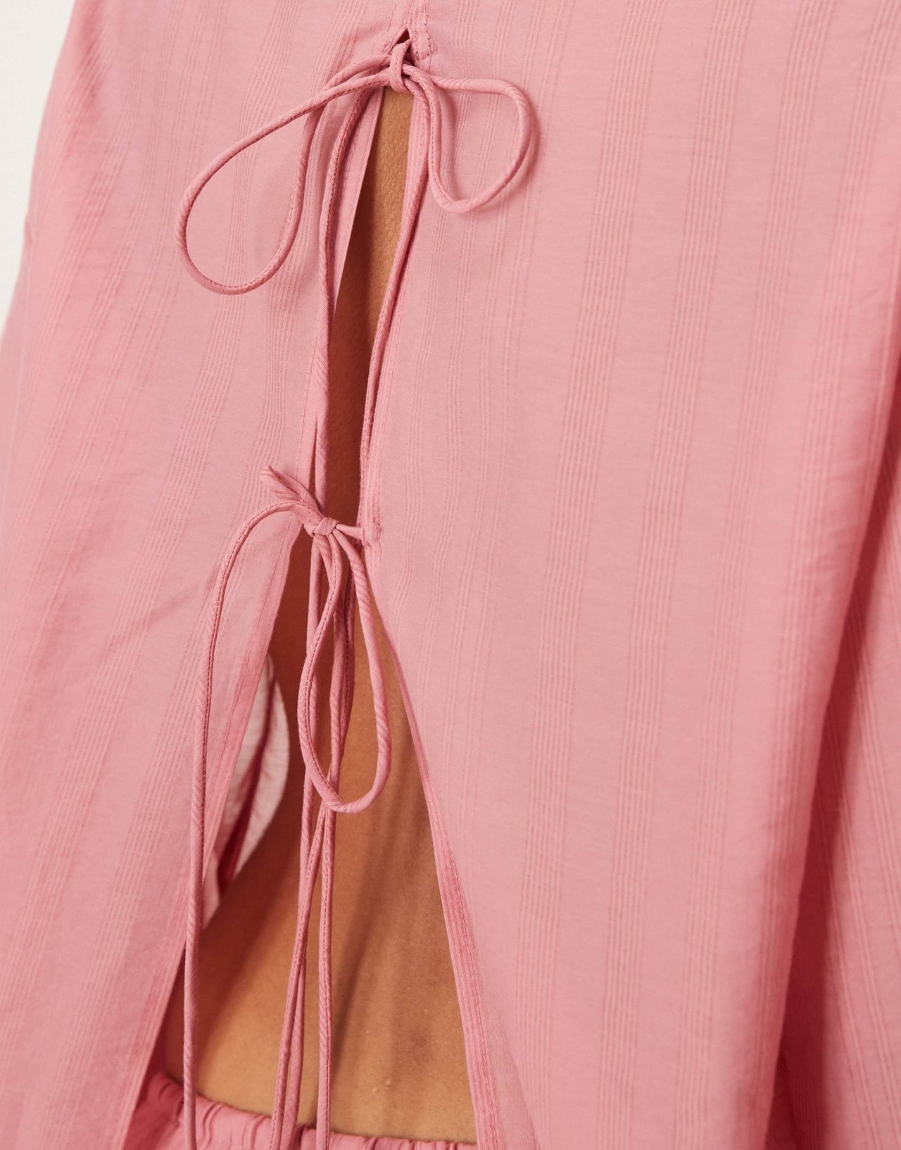 ASOS DESIGN sheer organza shirt with back tie detail co - ord in light pink - ASOS Sample Sale EU Store