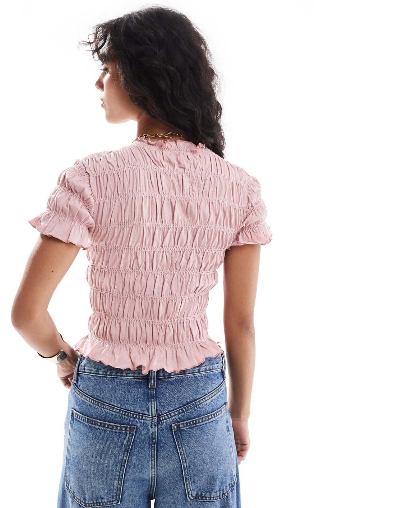 ASOS DESIGN shirred baby tee in dusky pink - ASOS Sample Sale EU Store